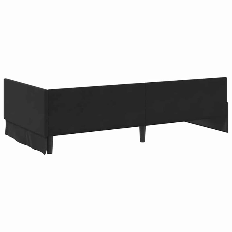 Cadru de pat colțar cu headboard Negru 90 cm x 200 cm Catifea