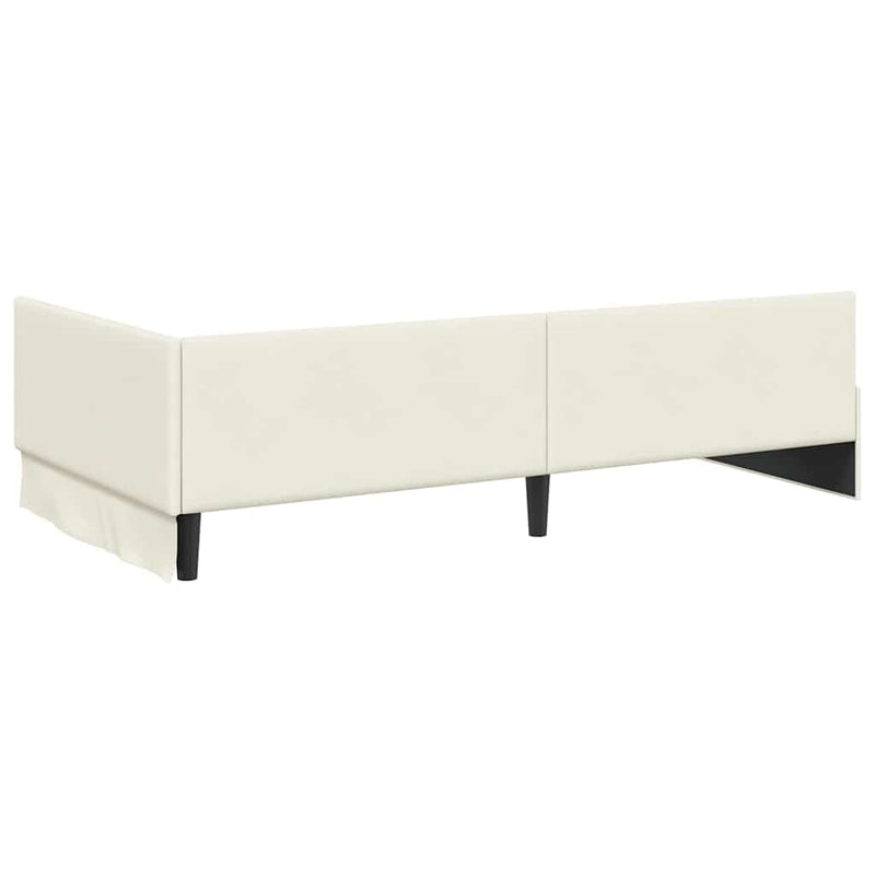 Cadru de pat colțar cu headboard Crem 100 cm x 200 cm Catifea