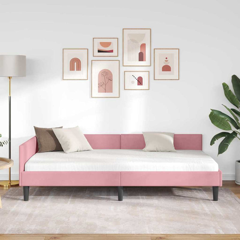Cadru de pat colțar cu headboard Roz 80 cm x 200 cm Catifea