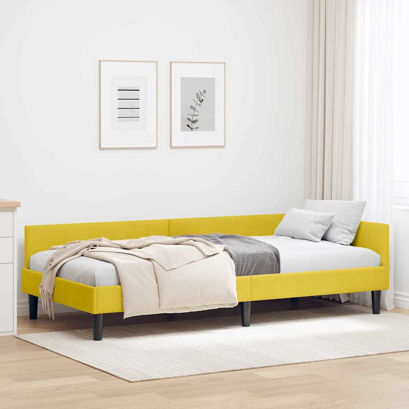 Cadru de pat colțar cu headboard Galben 80 cm x 200 cm Catifea