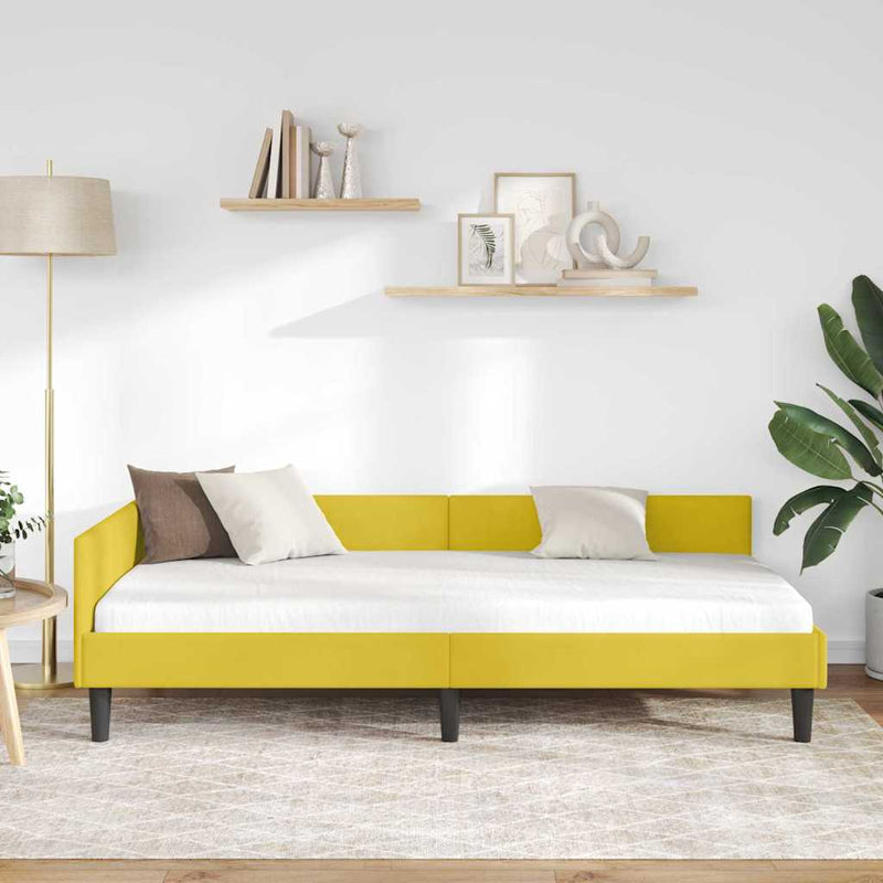 Cadru de pat colțar cu headboard Galben 80 cm x 200 cm Catifea