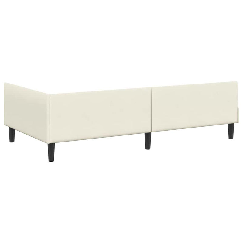 Cadru de pat colțar cu headboard Crem 80 cm x 200 cm Catifea