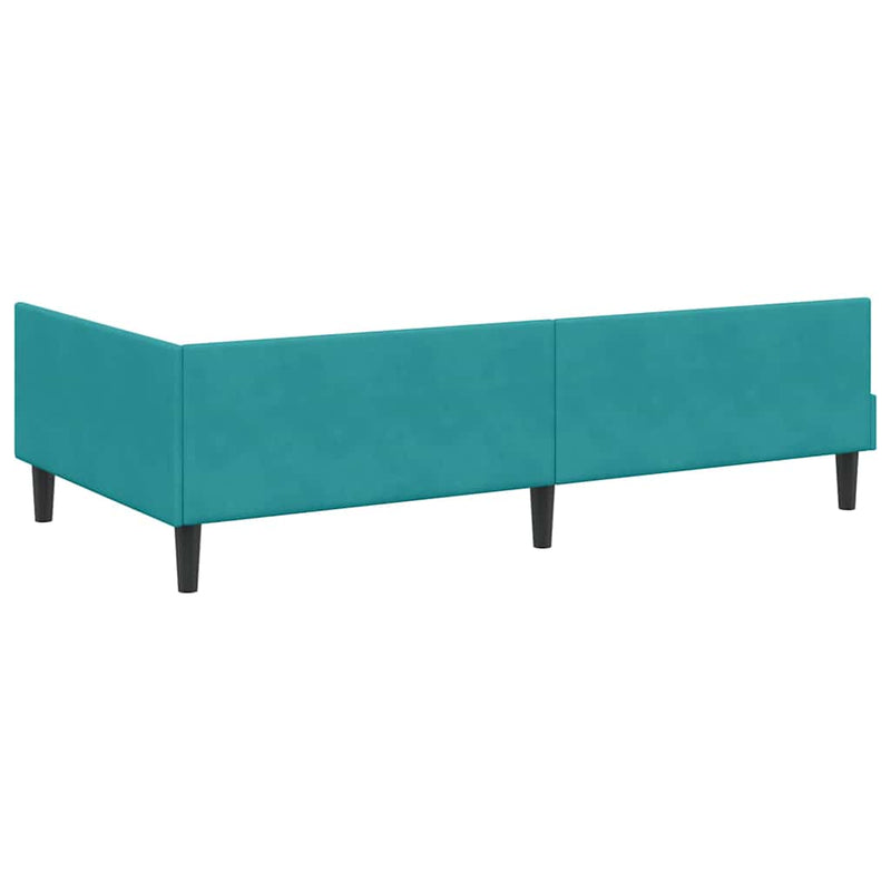 Cadru de pat colțar cu headboard Turcoaz 80 cm x 200 cm Catifea