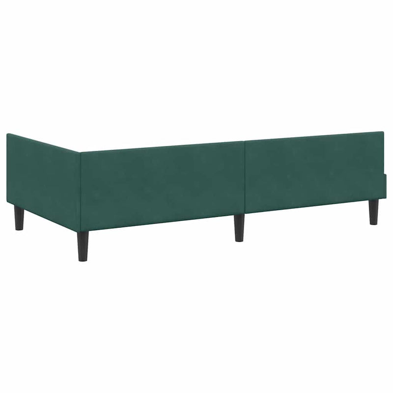 Cadru de pat colțar Verde închis 90 cm x 200 cm Catifea