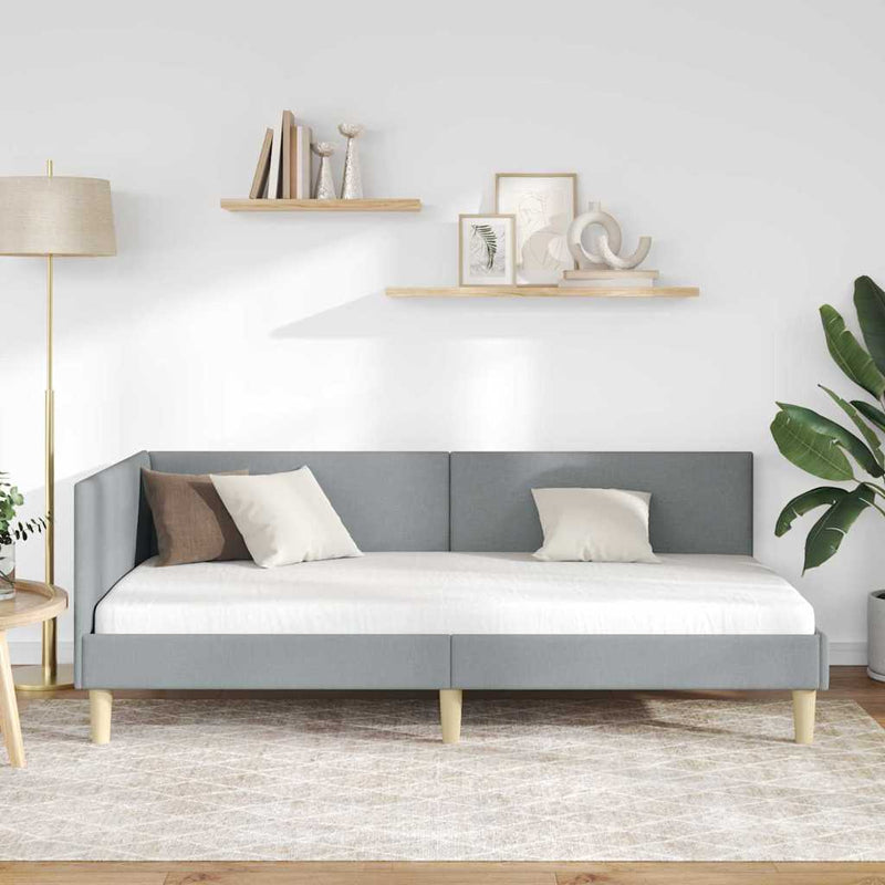 Cadru de pat colțar cu headboard Gri deschis 80 cm x 200 cm