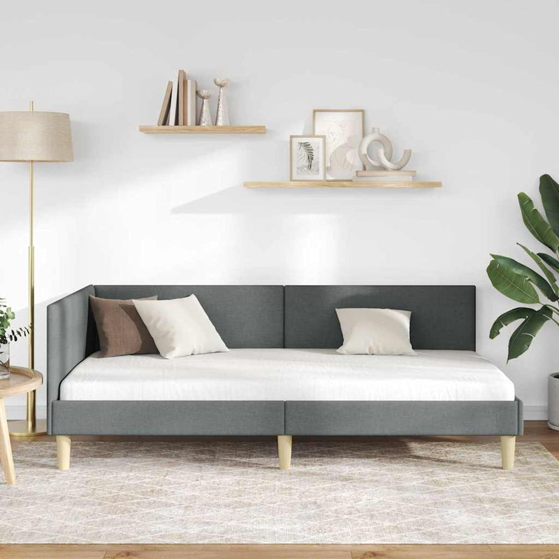 Cadru de pat colțar cu headboard Gri închis 80 cm x 200 cm