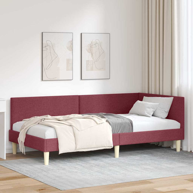 Cadru de pat colțar Roșu Vin 80 cm x 200 cm Țesătură și placaj