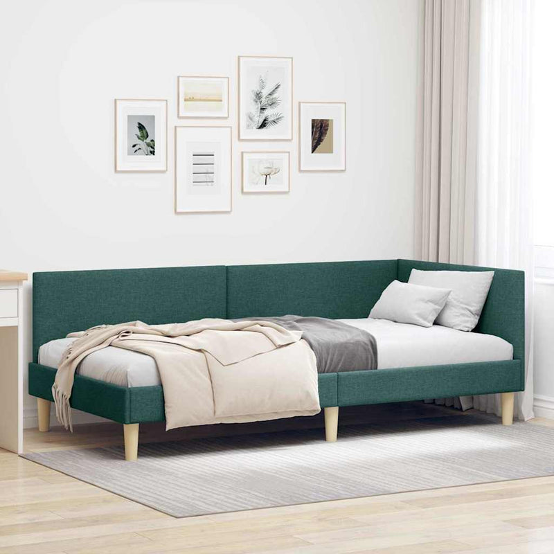Cadru de pat colțar cu headboard Verde închis 80 cm x 200 cm