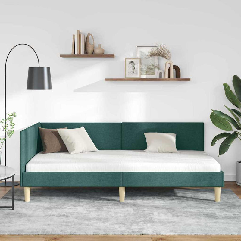 Cadru de pat colțar cu headboard Verde închis 80 cm x 200 cm