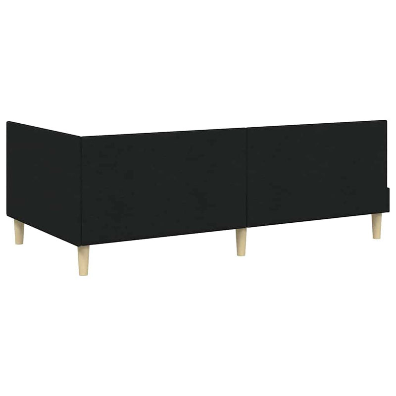 Cadru de pat colțar Negru 90 cm x 190 cm Țesătură și placaj