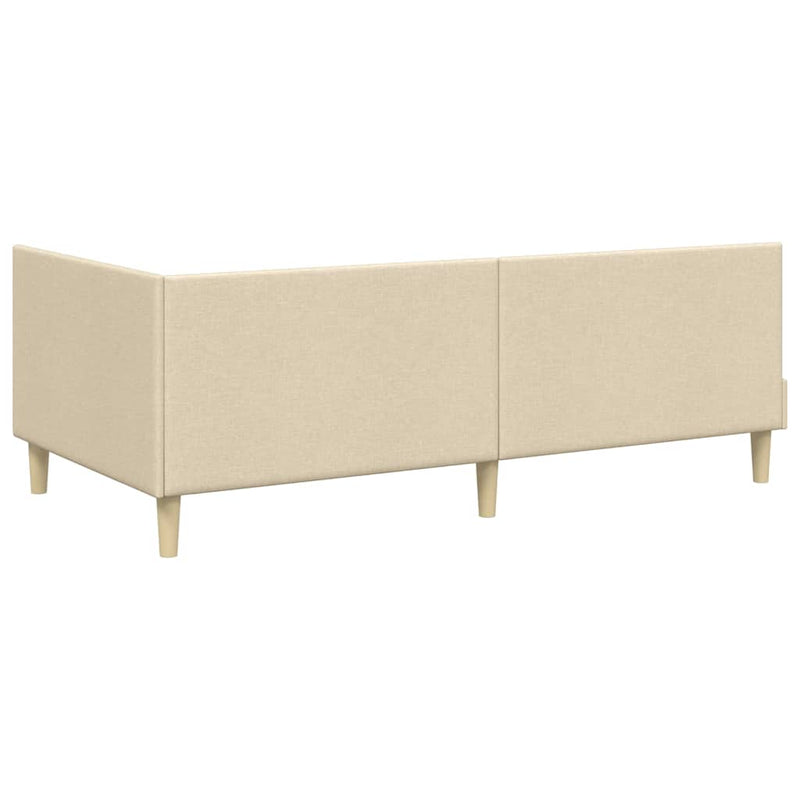 Cadru de pat colțar Crem 90 cm x 200 cm Țesătură și placaj