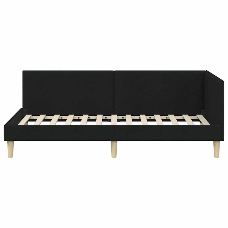 Cadru de pat colțar Negru 100 cm x 200 cm Țesătură și placaj