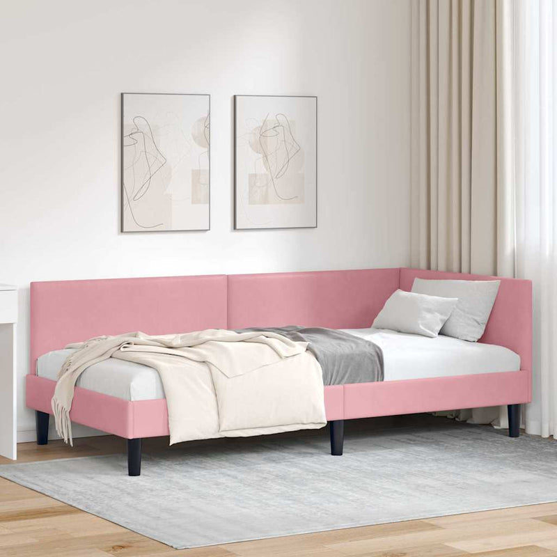 Cadru de pat colțar cu headboard Roz 80 cm x 200 cm Catifea