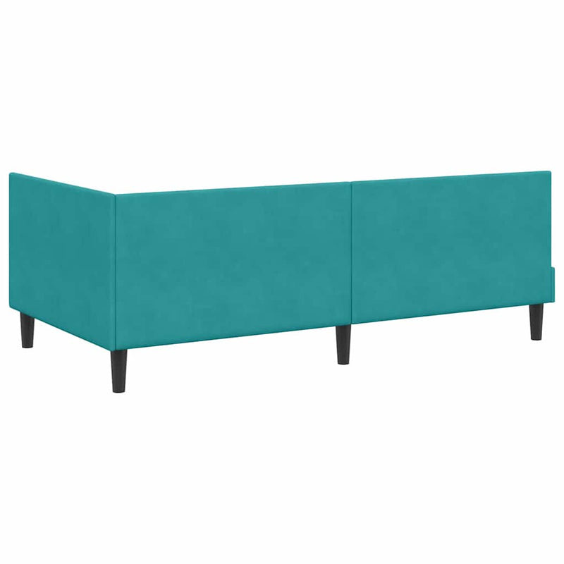 Cadru de pat colțar cu headboard Turcoaz 80 cm x 200 cm Catifea