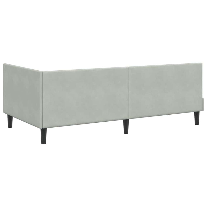 Cadru de pat colțar Gri deschis 90 cm x 200 cm Catifea