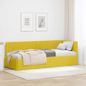 Cadru de pat colțar cu headboard Galben 80 cm x 200 cm Catifea