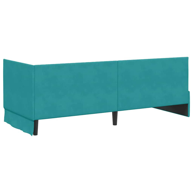 Cadru de pat colțar cu headboard Turcoaz 80 cm x 200 cm Catifea