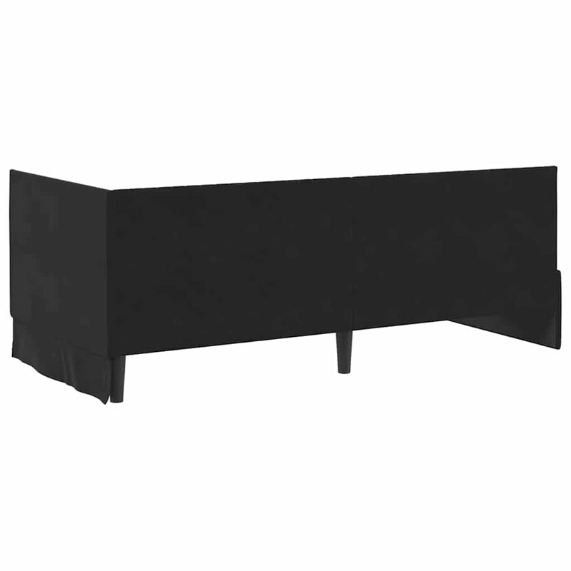 Cadru de pat colțar cu headboard Negru 90 cm x 190 cm Catifea