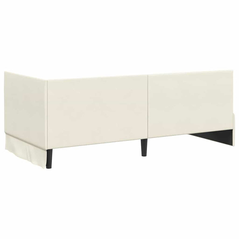 Cadru de pat colțar cu headboard Crem 90 cm x 200 cm Catifea