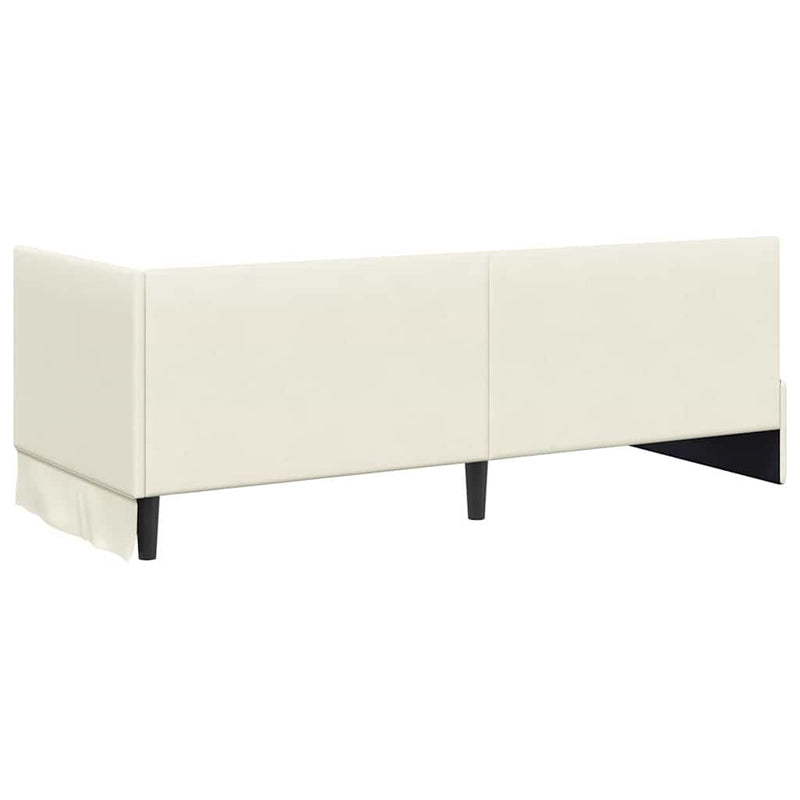 Cadru de pat colțar cu headboard Crem 80 cm x 200 cm Catifea