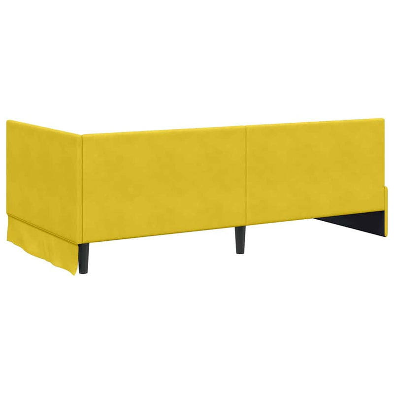 Cadru de pat colțar cu headboard Galben 100 cm x 200 cm Catifea
