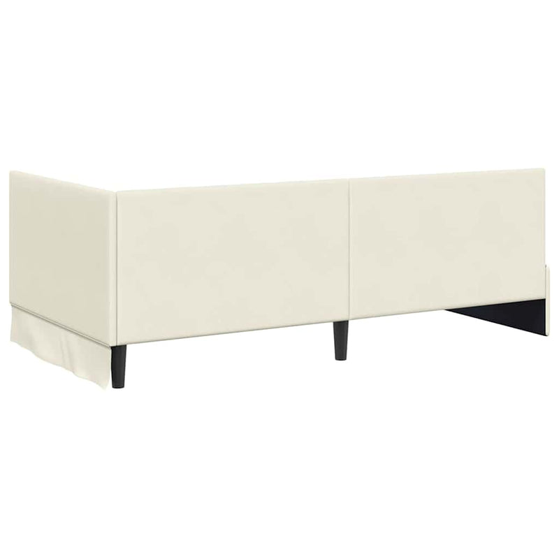 Cadru de pat colțar cu headboard Crem 100 cm x 200 cm Catifea
