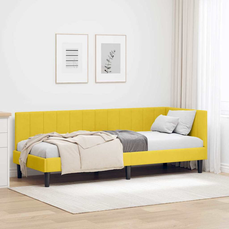 Cadru de pat colțar cu headboard Galben 80 cm x 200 cm Catifea