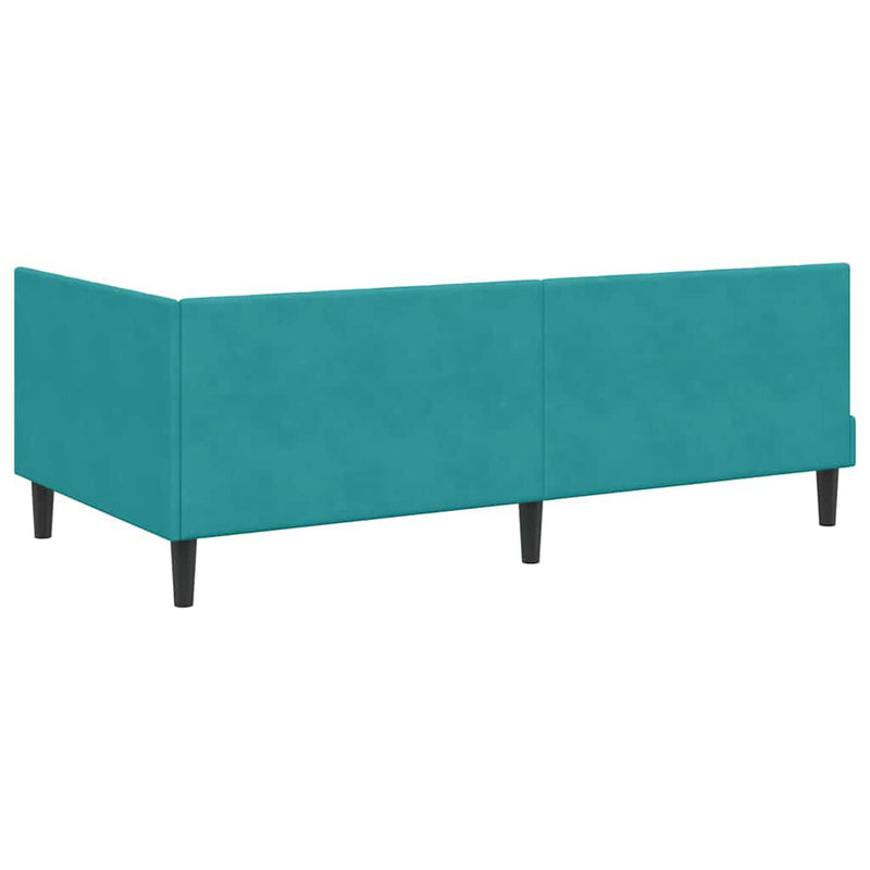 Cadru de pat colțar cu headboard Turcoaz 90 cm x 190 cm Catifea
