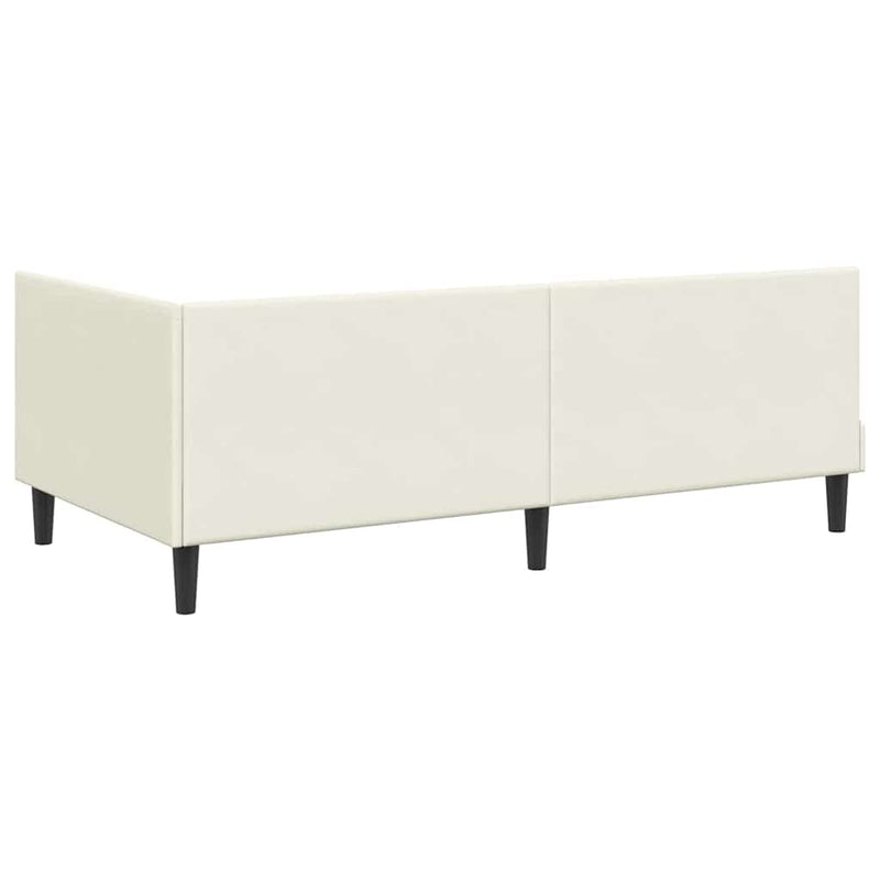 Cadru de pat colțar cu headboard Crem 100 cm x 200 cm Catifea