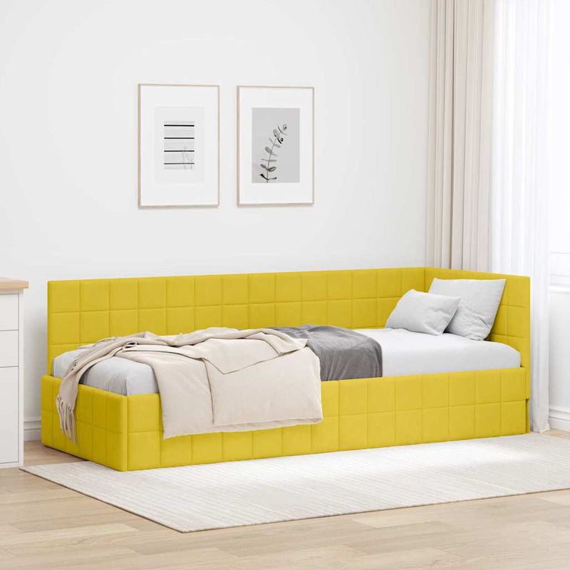 Cadru de pat colțar cu headboard Galben 80 cm x 200 cm Catifea