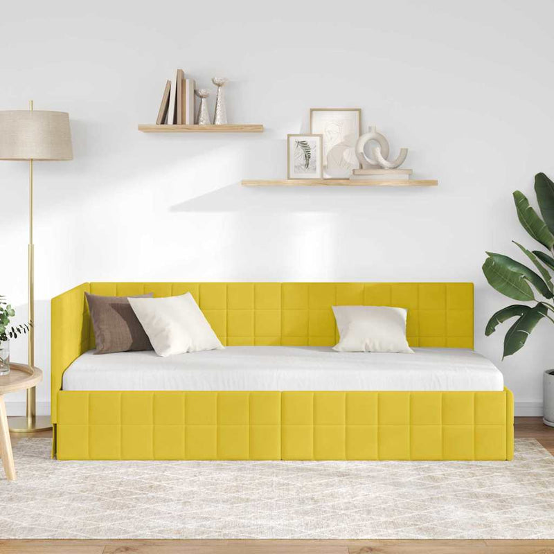 Cadru de pat colțar cu headboard Galben 80 cm x 200 cm Catifea
