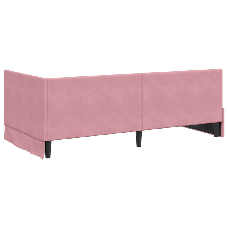 Cadru de pat colțar cu headboard Roz 90 cm x 200 cm Catifea