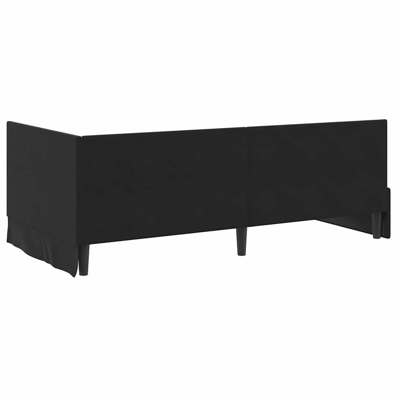 Cadru de pat colțar cu headboard Negru 90 cm x 200 cm Catifea
