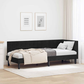Cadru de pat colțar cu headboard Negru 80 cm x 200 cm Catifea