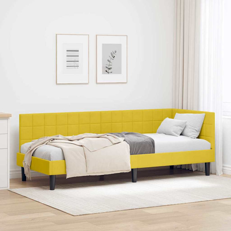 Cadru de pat colțar cu headboard Galben 80 cm x 200 cm Catifea