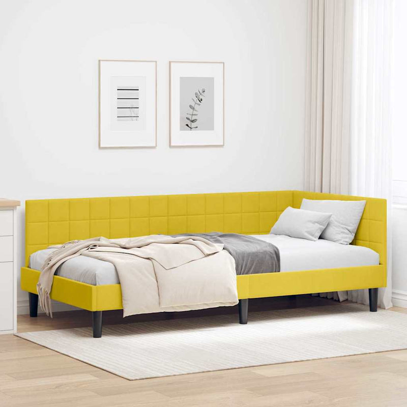 Cadru de pat colțar cu headboard Galben 90 cm x 190 cm Catifea