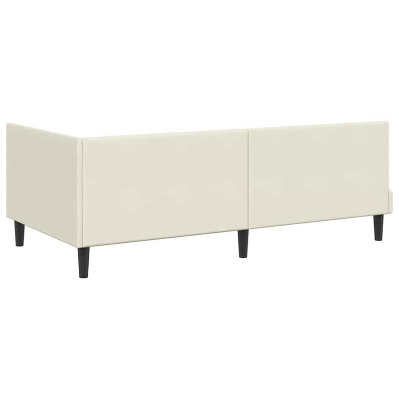 Cadru de pat colțar cu headboard Crem 100 cm x 200 cm Catifea