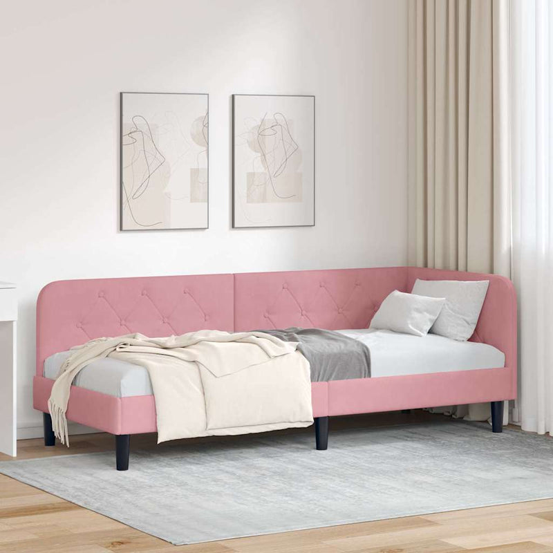 Cadru de pat colțar Roz 80 x 200 cm Catifea