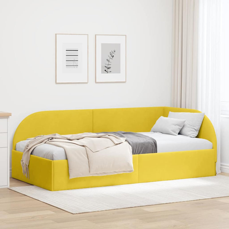 Cadru de pat colțar cu headboard Galben 80 cm x 200 cm Catifea