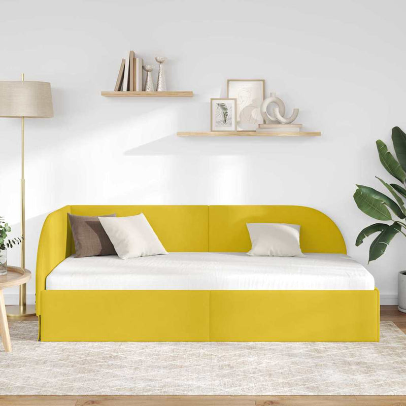 Cadru de pat colțar cu headboard Galben 80 cm x 200 cm Catifea