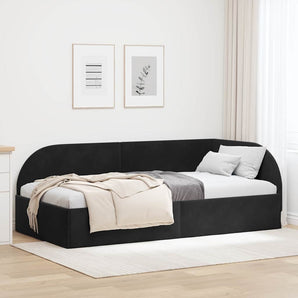 Cadru de pat colțar cu headboard Negru 90 cm x 190 cm Catifea