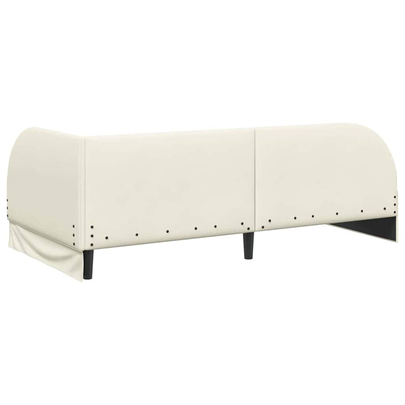 Cadru de pat colțar cu headboard Crem 90 cm x 200 cm Catifea