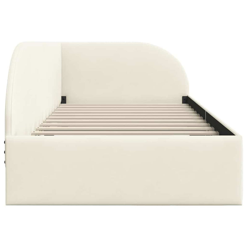 Cadru de pat colțar cu headboard Crem 90 cm x 200 cm Catifea
