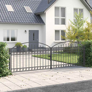 Poartă de gard ASSEN 401 x 175,5 cm Oțel Gri Blocat