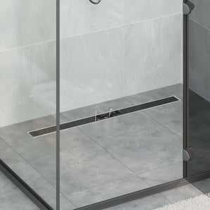 Drenaj pentru duș cu capac din sticlă Negru 90 cm