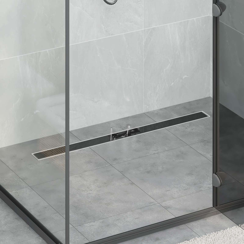 Drenaj pentru duș cu capac din sticlă Negru 90 cm