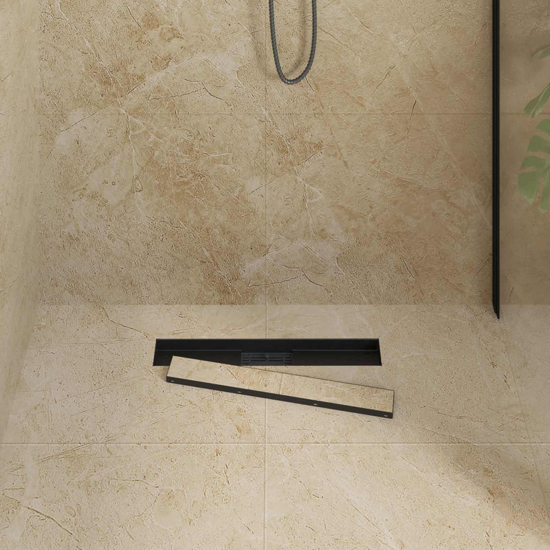 2 în 1 Drenaj pentru duș Negru 50 cm Oțel inoxidabil 304