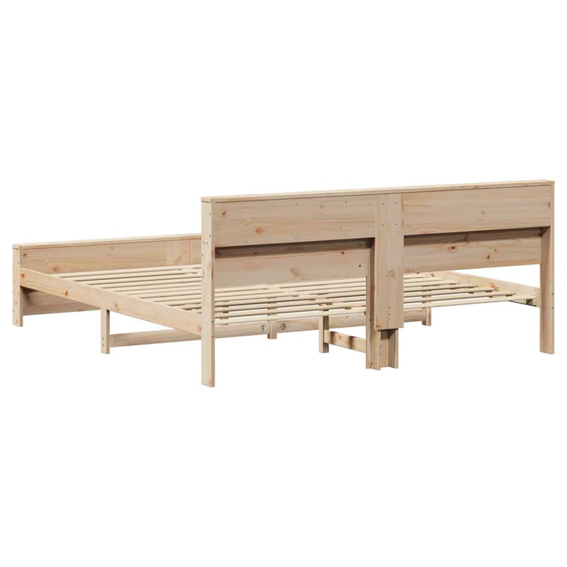 Cadru de pat cu raft Maro 200 x 200 cm Lemn masiv de pin