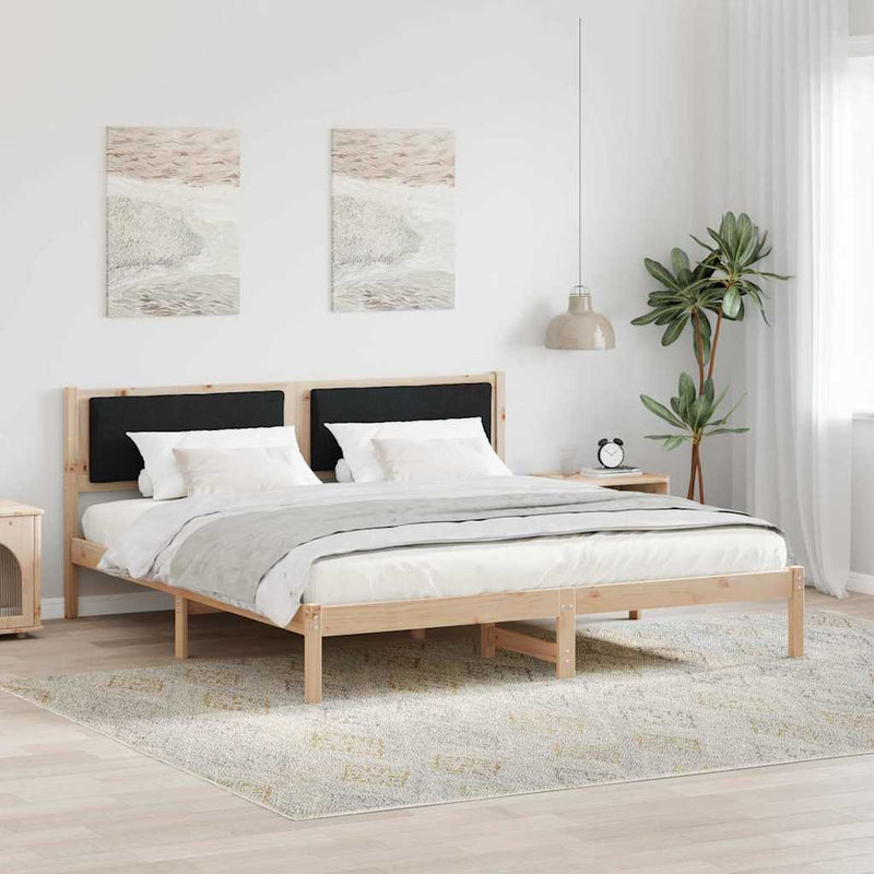 Cadru de pat cu headboard Negru 200 x 200 cm Lemn de pin masiv