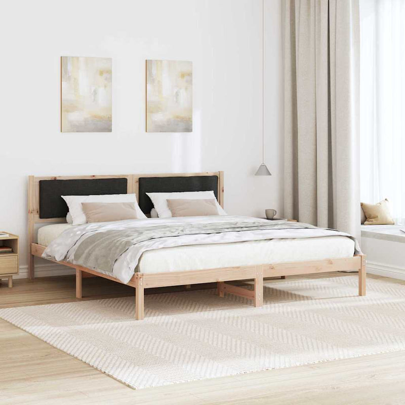 Cadru de pat cu headboard Negru 200 x 200 cm Lemn de pin masiv